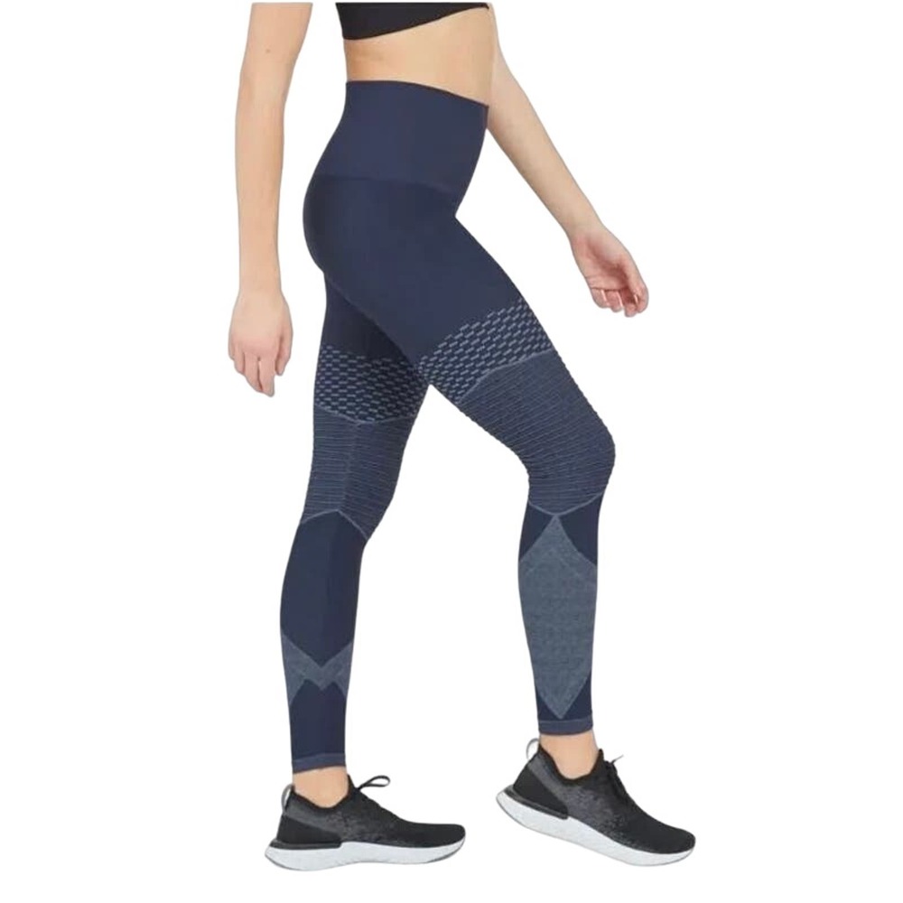 Spanx Look At Me Now Seamless Moto Leggings Size Medium Indigo Sky Blue